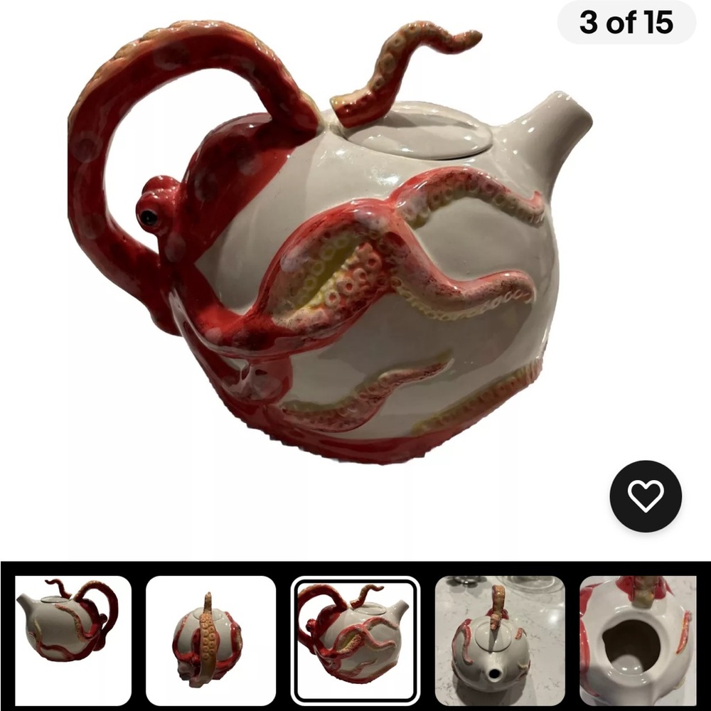 Octopus tea pot EUC by blue sky Perfect if you love octopus 🐙 - Picture 2 of 11